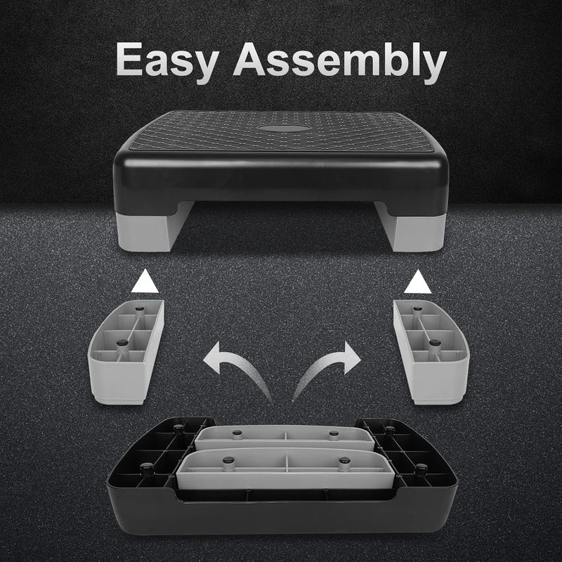 HooKung Height-Adjustable 4"-6" Step Aerobics Platform Fitness Equipment Stepper Trainer Exercise Step Platform with 2 Riser - Image 3